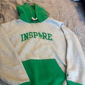 Polo Ralph Lauren Hoodie Mens XL Gray And Green Inspire Big Pony